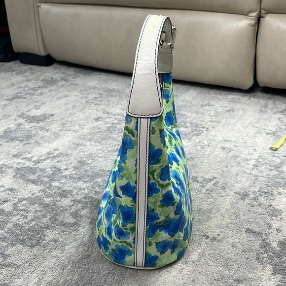 Dooney & Bourke Petunia Watercolor Floral Hobo Shoulder Bucket Bag Blue Green - Picture 7 of 17